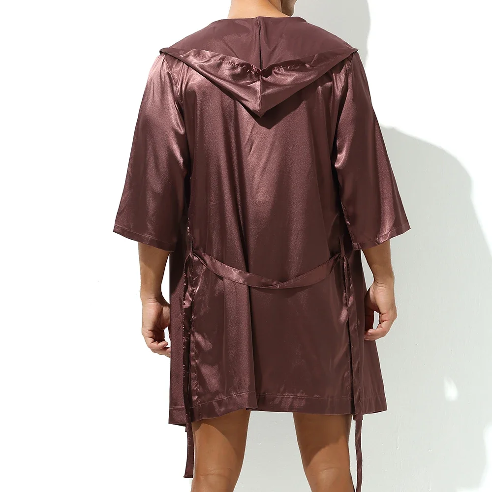 Men Hooded Robe Set Silk Satin - Men'S Grooming Lounge 评论和价格